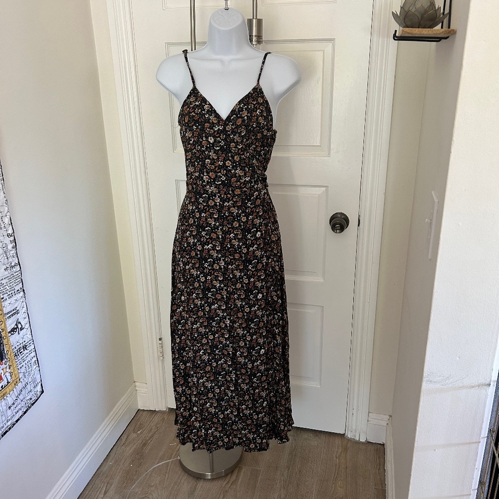 Final Touch Black Floral Dress with tans and creams from Stitch and Feather